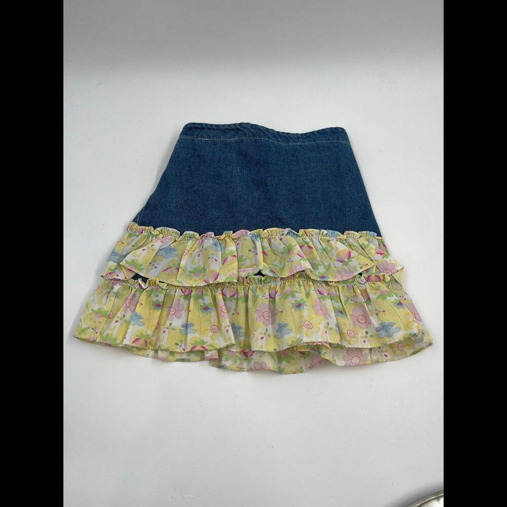 Vintage Care Bears girls denim, and ruffle skirt size 5